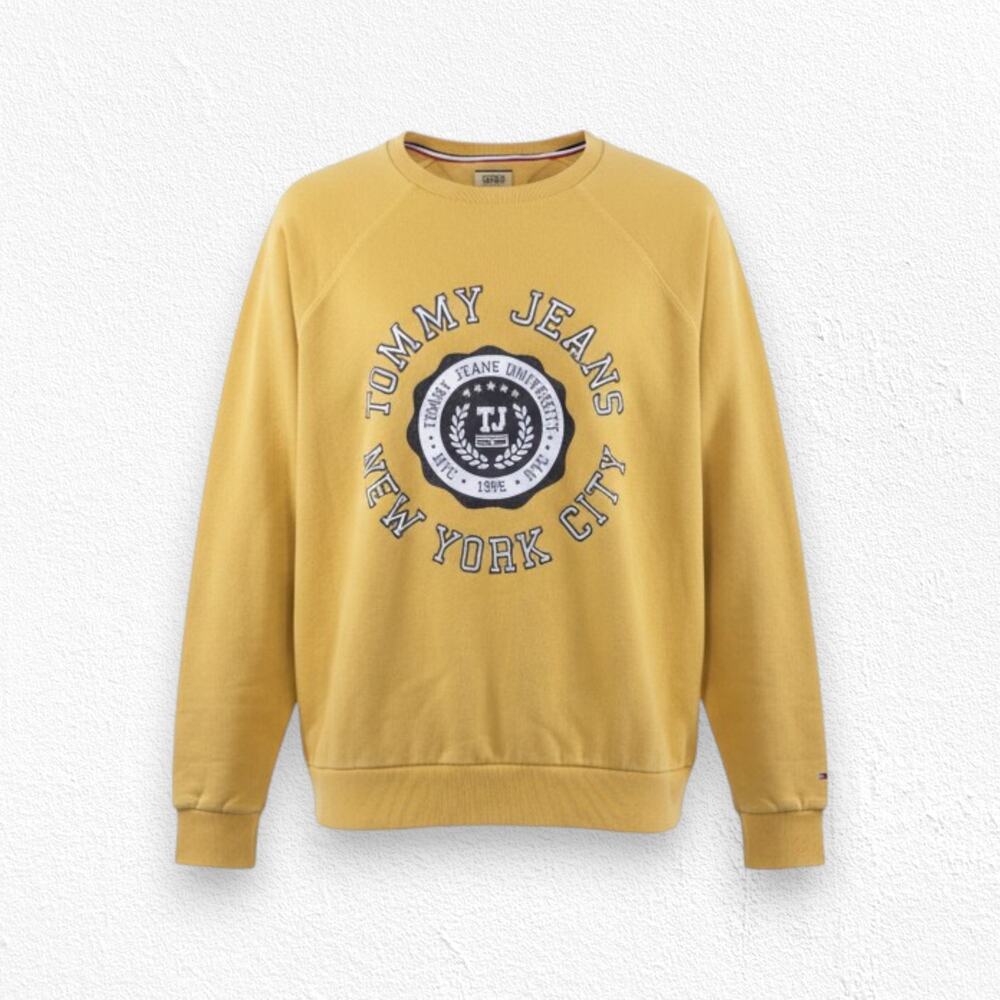 Tommy Jeans Yellow University NYC Collegiate Crewneck Sweatshirt Size Small